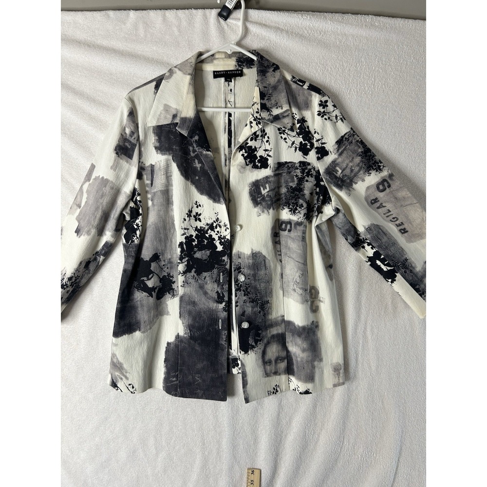 Vintage Randy Kemper Women's Mona Lisa Print Blazer Jacket Sz 14 Classic Jacket